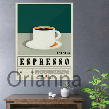 Espresso Plagát,Káva Tlač,Talianska Káva,Retro Plagátu,Kolaudačné Párty Darček,Kuchyňa Decor,Polovice Storočia Plagát, Minimalistický Wall Art