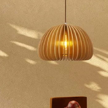 Tekvica Prívesok Svetlá Primitivismus Visí Drevená Lampy Lipa Miestnosti Domova Osvetlenie Zariadenie E27 42 50 cm Premenlivé Svetlá